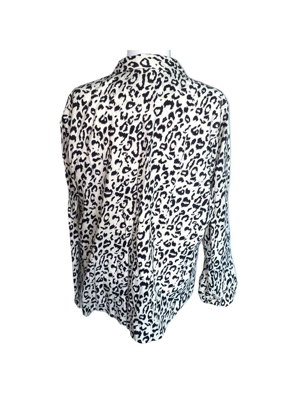 Victoria's Secret Black White Animal Print Button Up Pajama Top XL - Picture 3 of 4